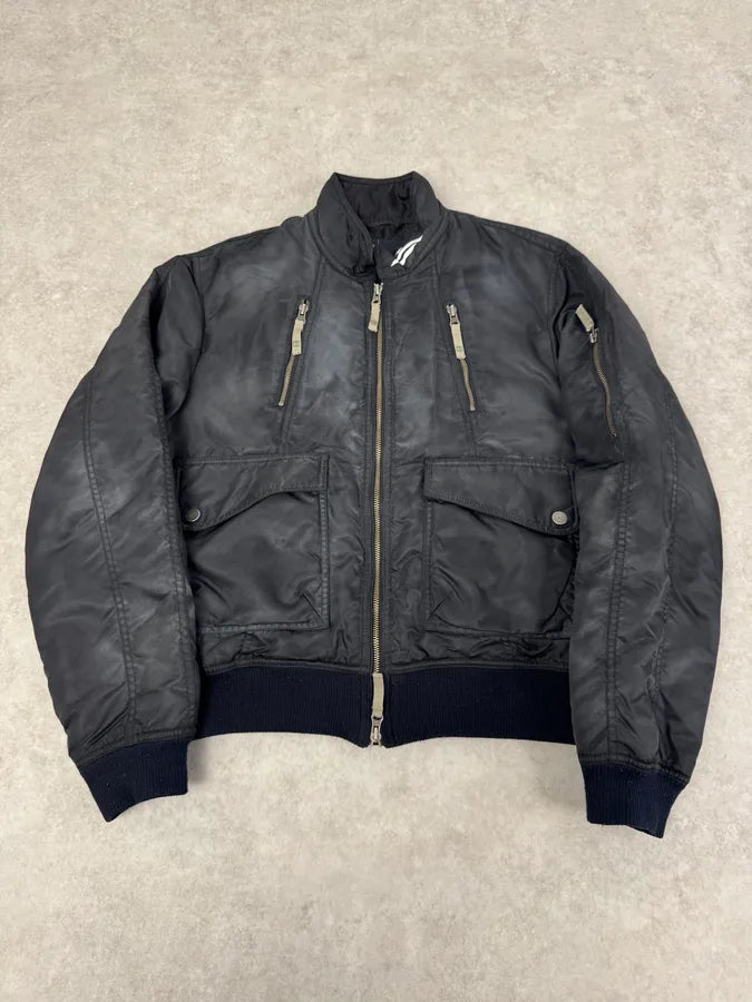 2000s Armani Black Aero Relaxed Bomber Jacket XoDXPjj 0