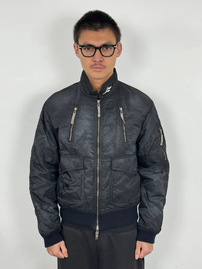 2000s Armani Black Aero Relaxed Bomber Jacket XoDXPjj 1