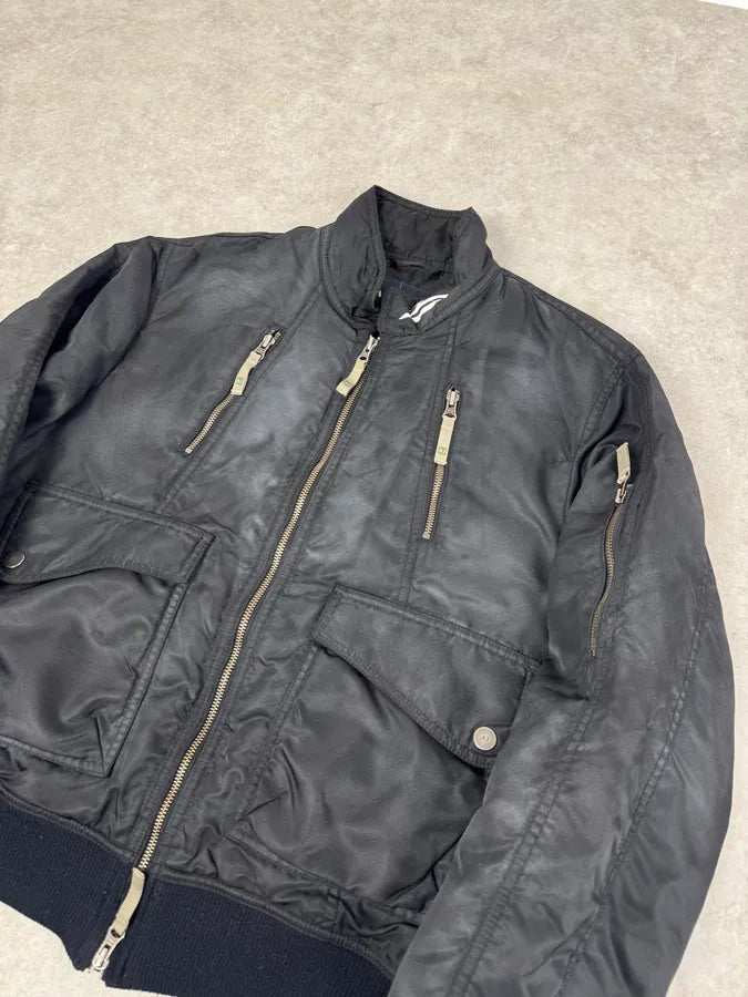 2000s Armani Black Aero Relaxed Bomber Jacket XoDXPjj 3