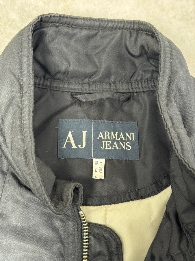 2000s Armani Black Aero Relaxed Bomber Jacket XoDXPjj 5