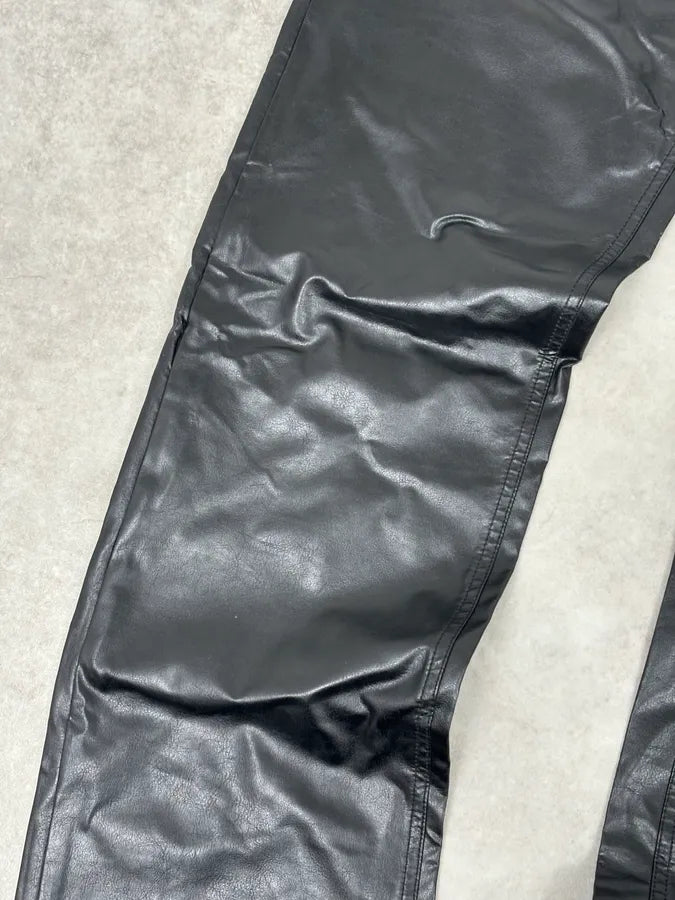 2000s Armani Black Avant-Garde Faux Leather Pants Hkdyopn 9