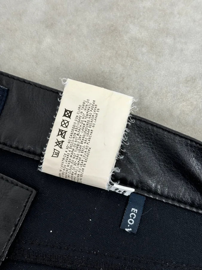 2000s Armani Black Avant-Garde Faux Leather Pants Hkdyopn 12