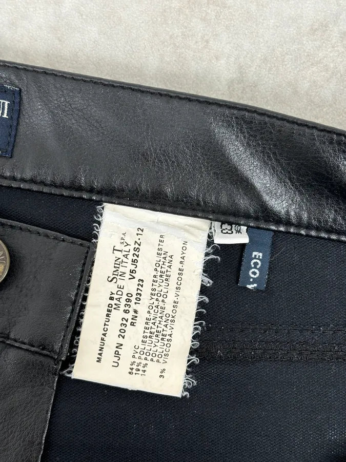 2000s Armani Black Avant-Garde Faux Leather Pants Hkdyopn 11