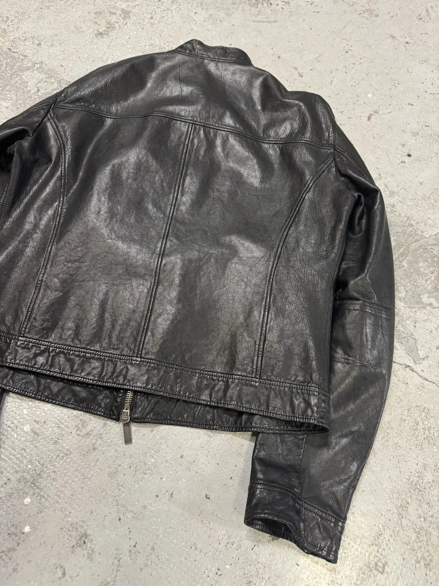 2000s Armani Black Biker Leather Jacket XtWjWtH 3