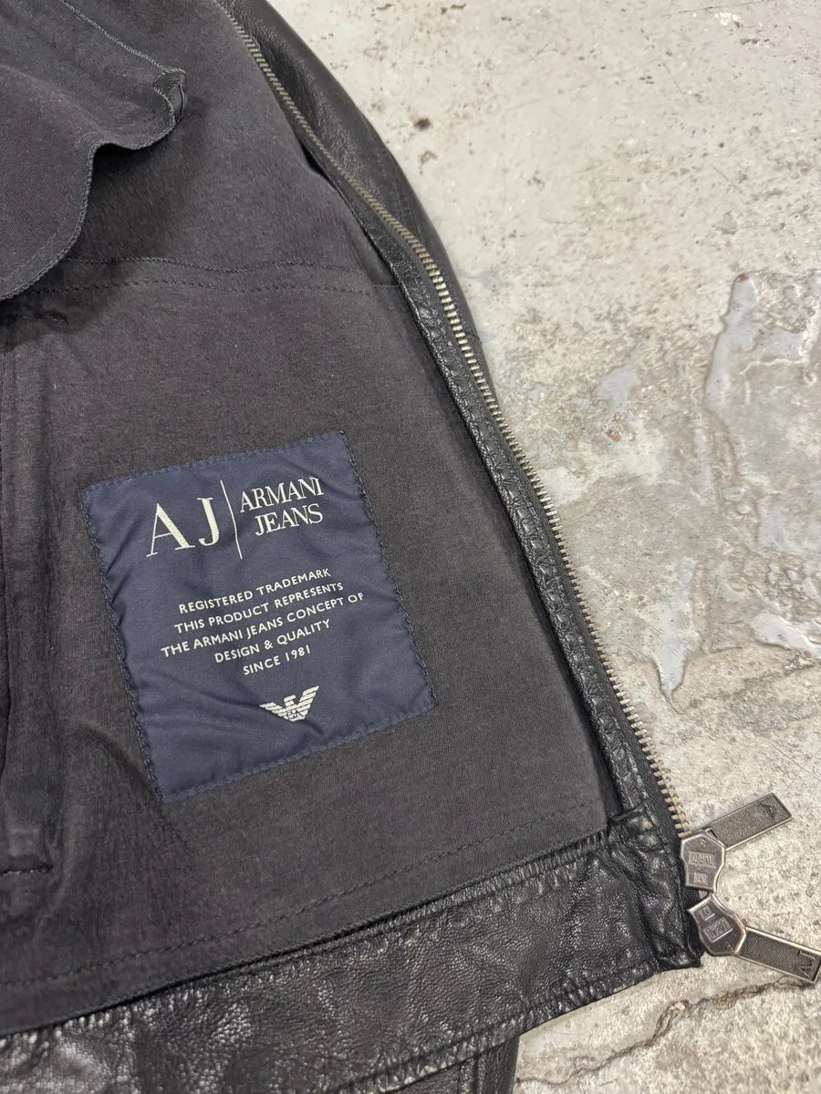 2000s Armani Black Biker Leather Jacket XtWjWtH 7