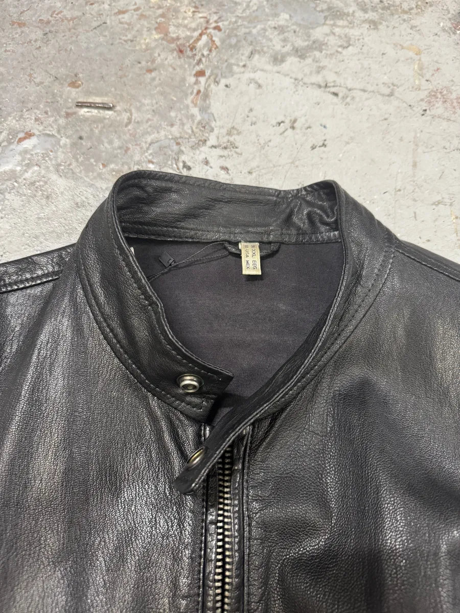 2000s Armani Black Biker Leather Jacket XtWjWtH 8