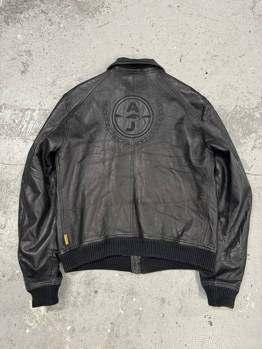 2000s Armani Black Biker Leather Jacket xuNlDdF 1