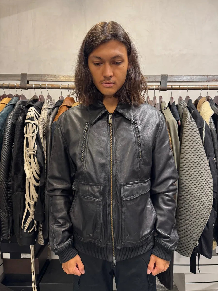 2000s Armani Black Biker Leather Jacket xuNlDdF 2