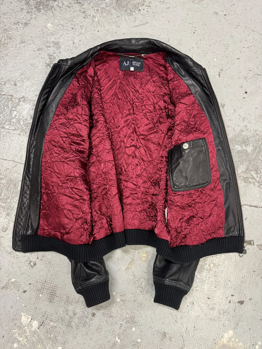 2000s Armani Black Biker Leather Jacket xuNlDdF 8