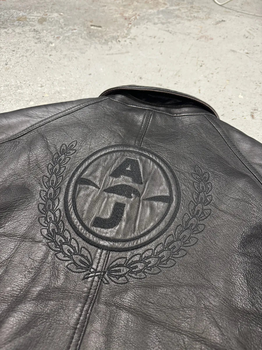 2000s Armani Black Biker Leather Jacket xuNlDdF 9