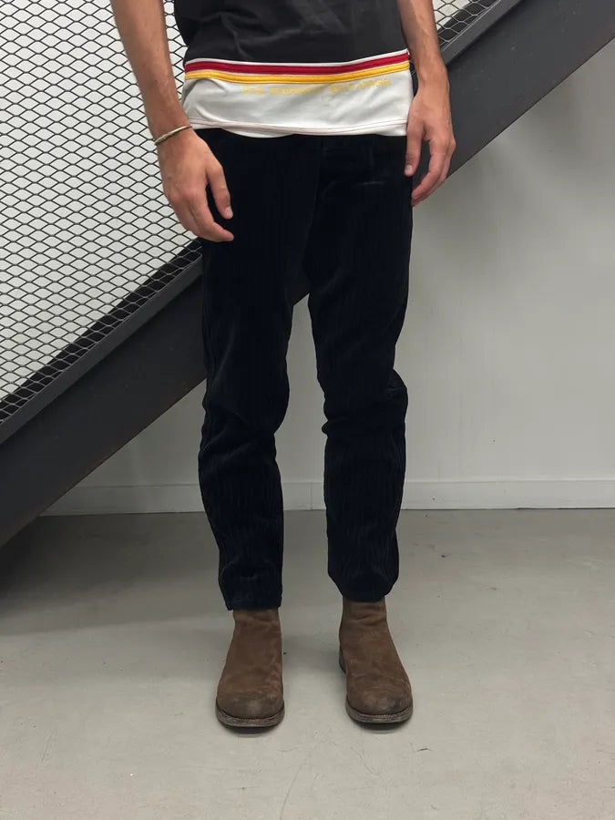 2000s Armani Black Corduroy Pinstriped Pants YuwkVxK 1