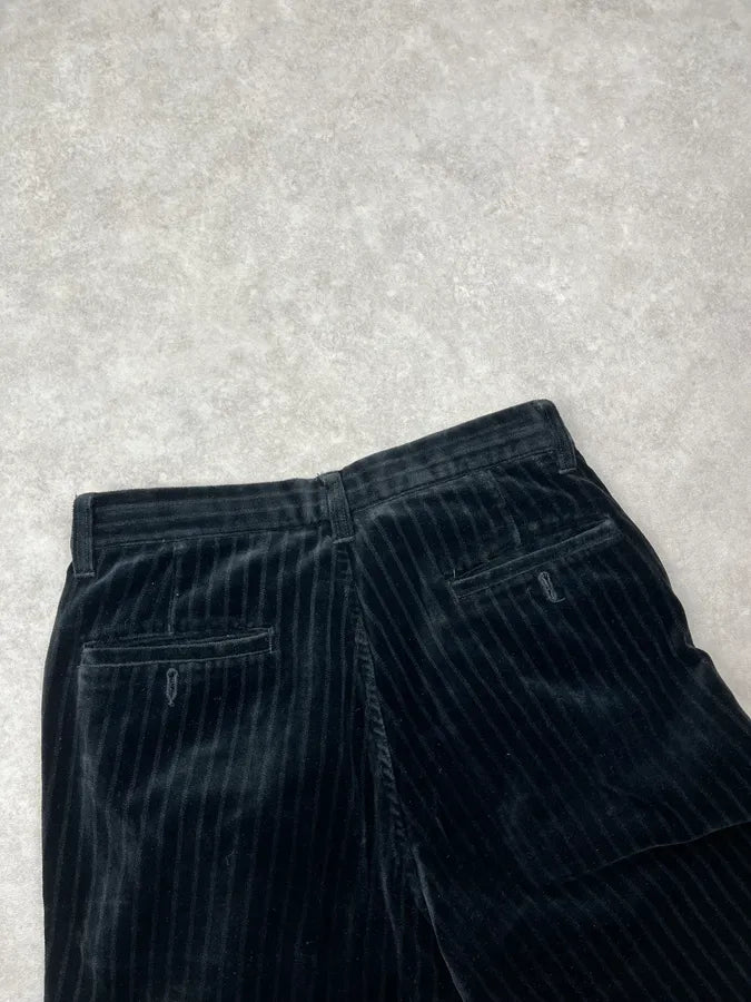 2000s Armani Black Corduroy Pinstriped Pants YuwkVxK 7