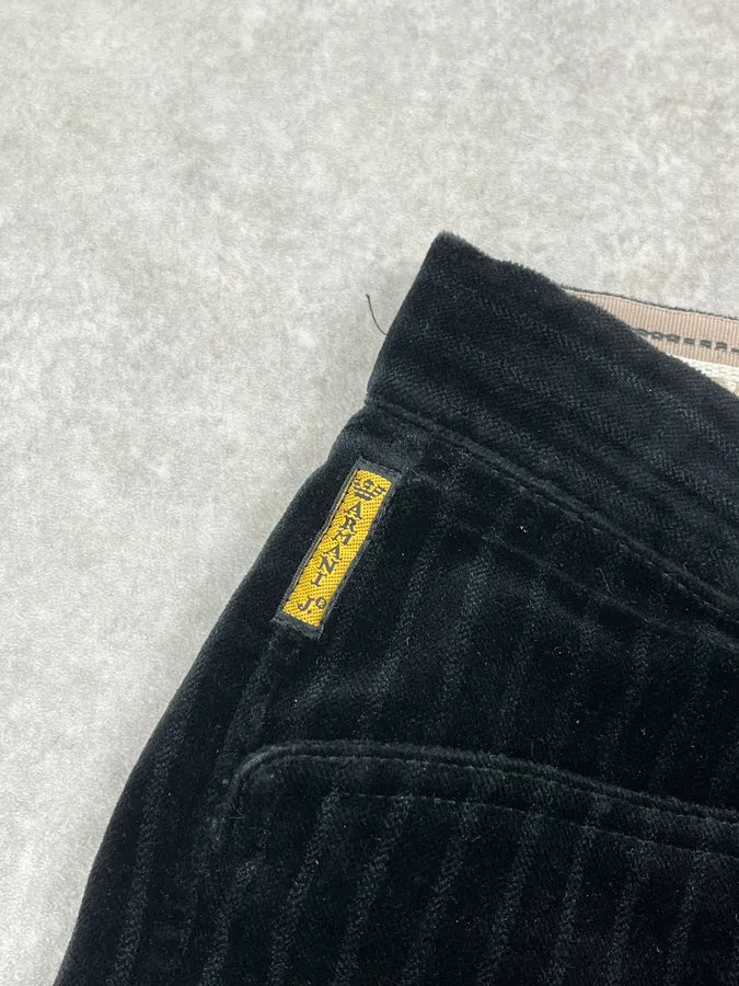 2000s Armani Black Corduroy Pinstriped Pants YuwkVxK 5