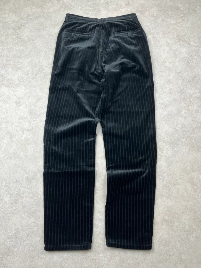 2000s Armani Black Corduroy Pinstriped Pants YuwkVxK 6