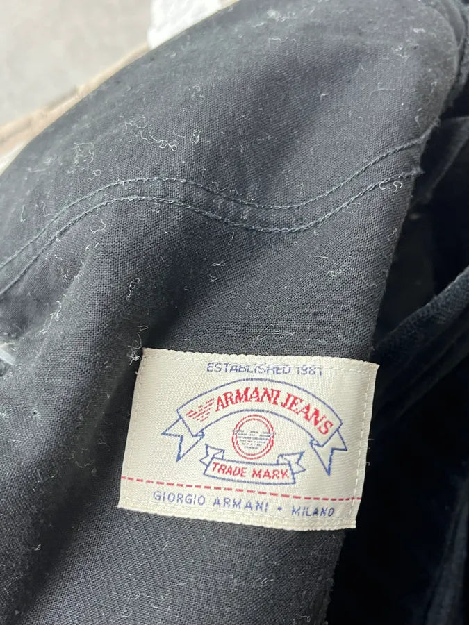 2000s Armani Black Corduroy Pinstriped Pants YuwkVxK 8