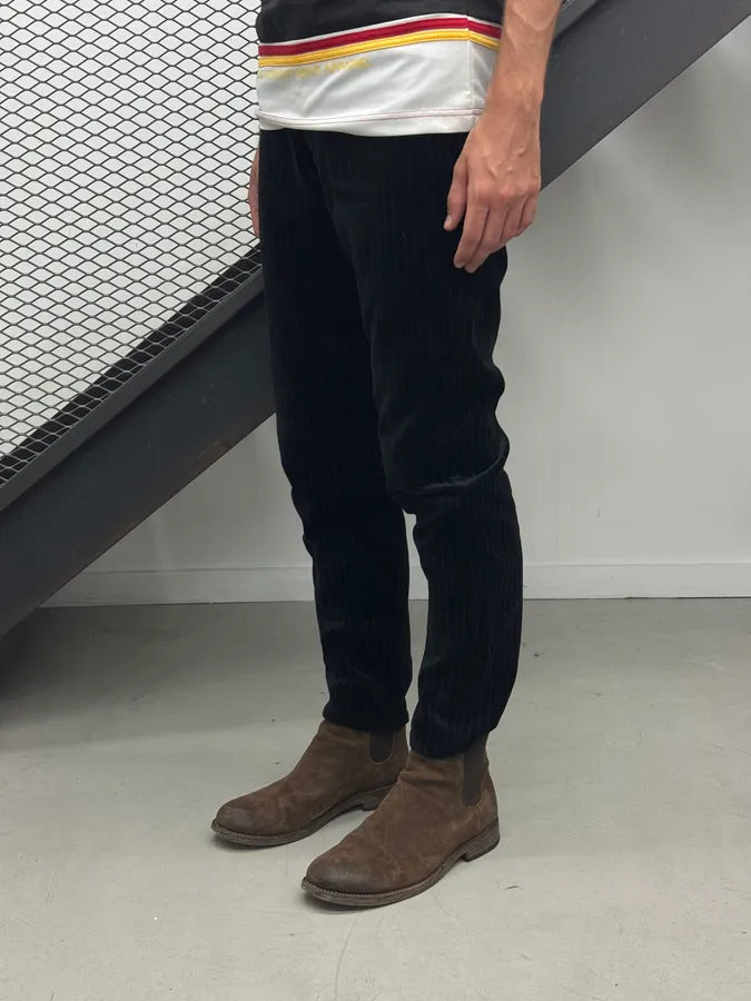 2000s Armani Black Corduroy Pinstriped Pants YuwkVxK 2
