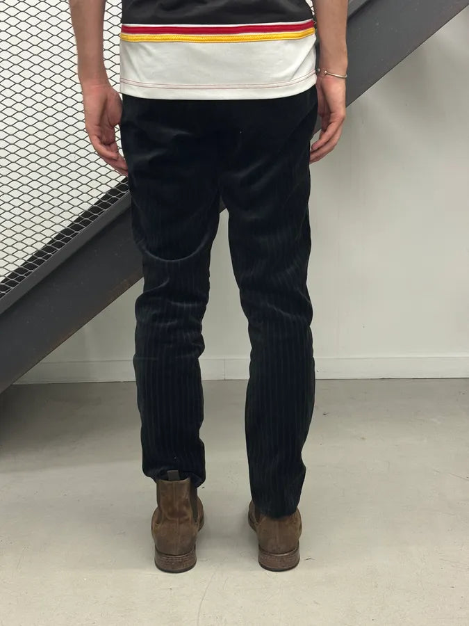 2000s Armani Black Corduroy Pinstriped Pants YuwkVxK 3