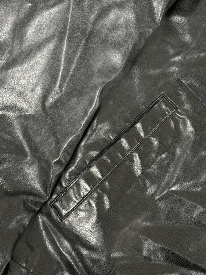 2000s Armani Black Eco Leather Biker Jacket vasODUd 10