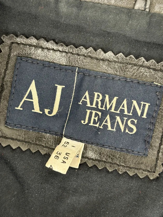 2000s Armani Black Eco Leather Biker Jacket vasODUd 8