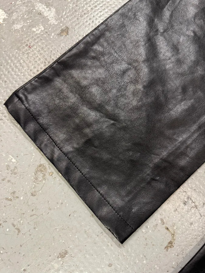 2000s Armani Black Eco Leather Rocker Pants (M) 6