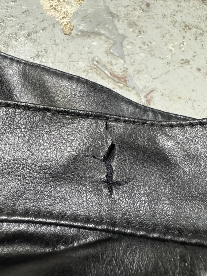 2000s Armani Black Eco Leather Rocker Pants (M) 8