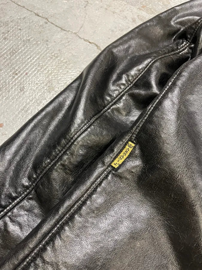 2000s Armani Black Faux Leather & Fur Long Coat dXtNUDH 8
