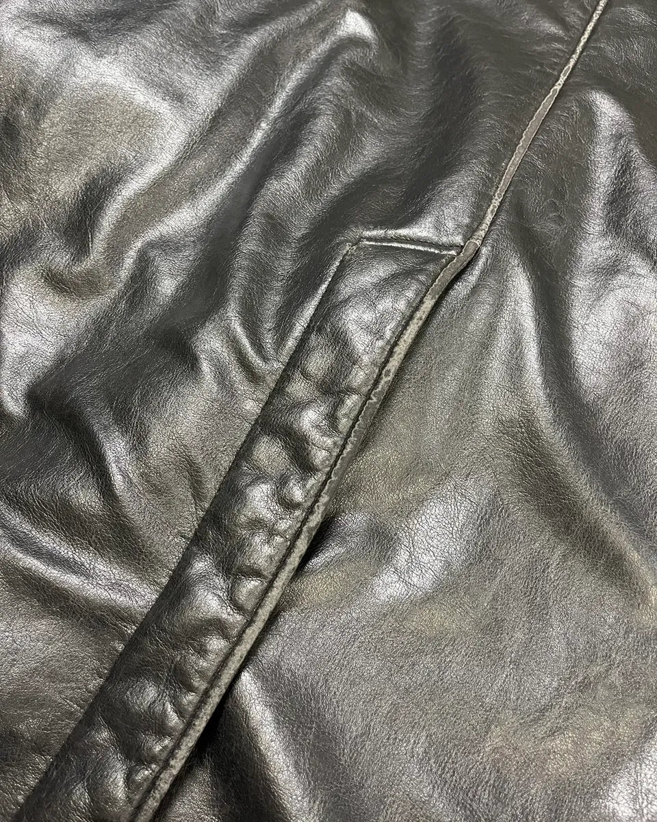 2000s Armani Black Faux Leather & Fur Long Coat SPArIcu 11