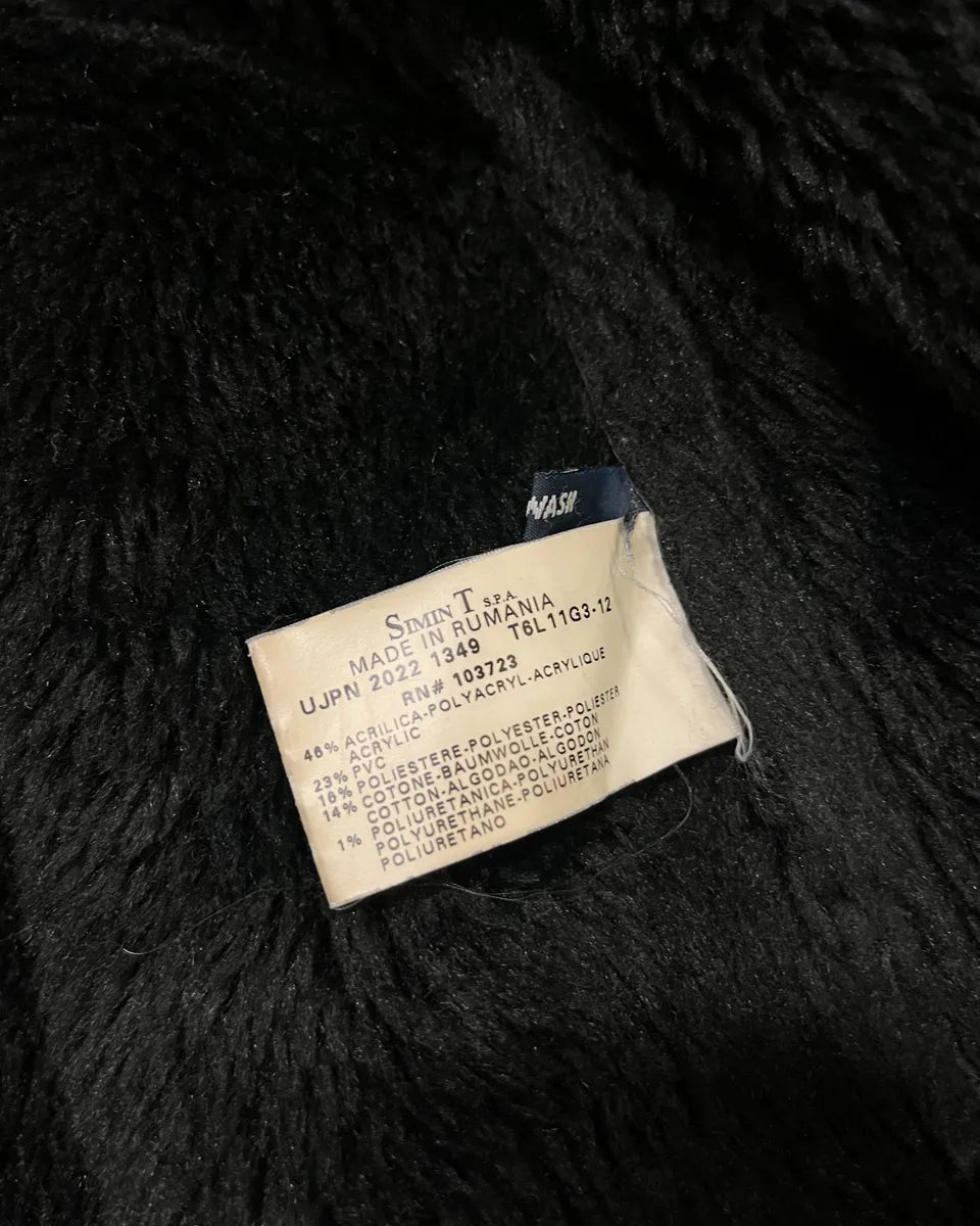 2000s Armani Black Faux Leather & Fur Long Coat SPArIcu 13
