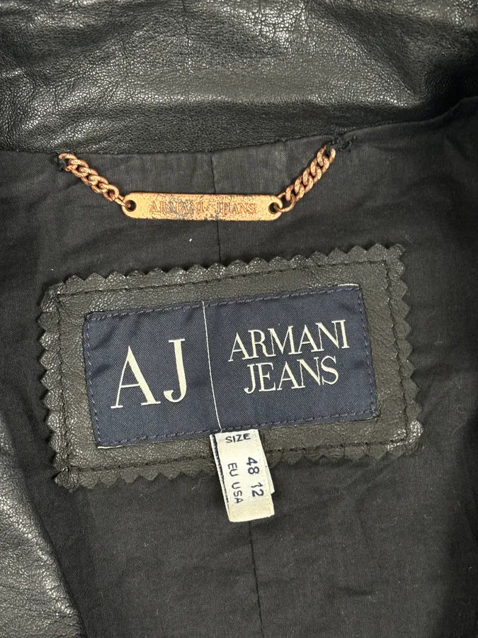 2000s Armani Black High-Neck Avant-Garde Leather Jacket  vGRzeNp 10