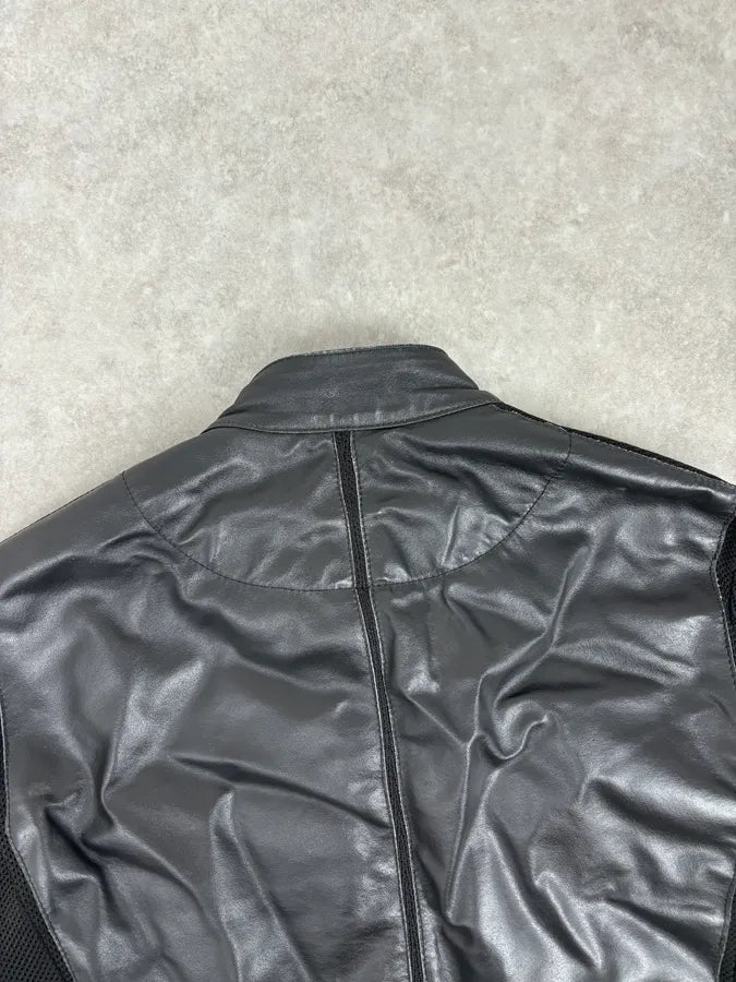 2000s Armani Black Hybrid Biker Leather Jacket GyyxgLY 5