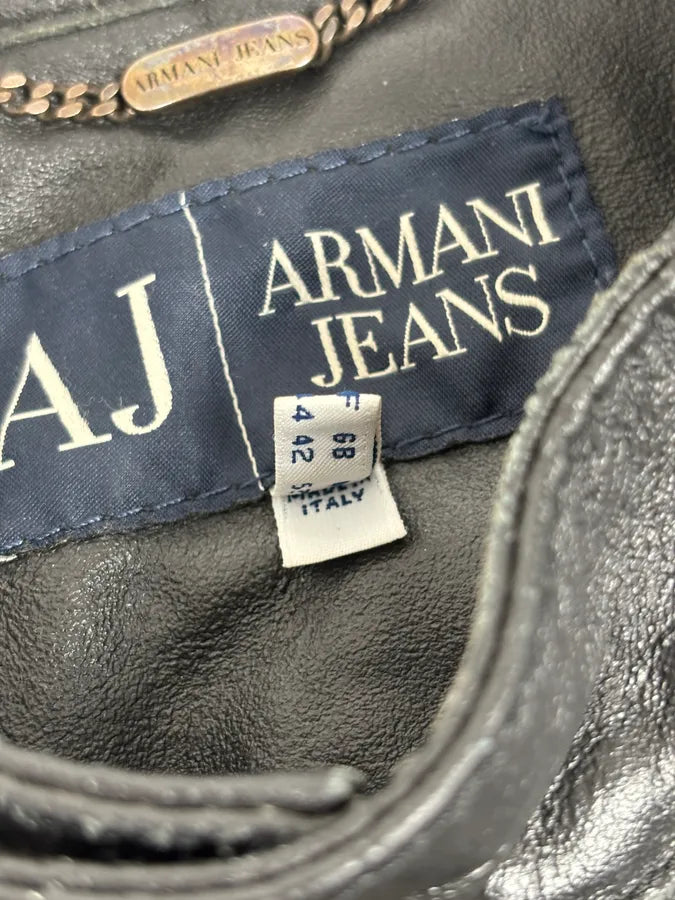 2000s Armani Black Hybrid Biker Leather Jacket GyyxgLY 10