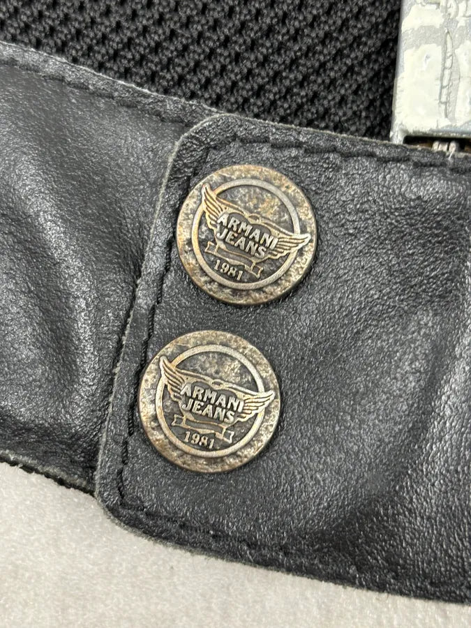 2000s Armani Black Hybrid Biker Leather Jacket GyyxgLY 7