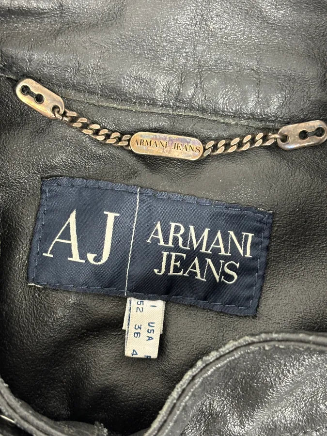 2000s Armani Black Hybrid Biker Leather Jacket GyyxgLY 9