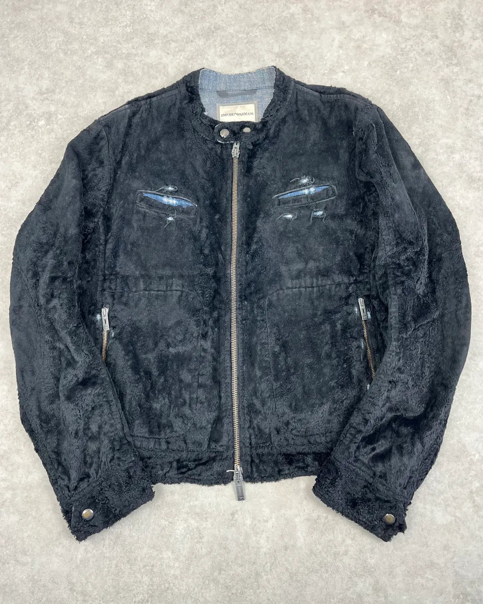 AW2005 Emporio Armani Black Fleece & Denim Hybrid Jacket IvzNpMe 0