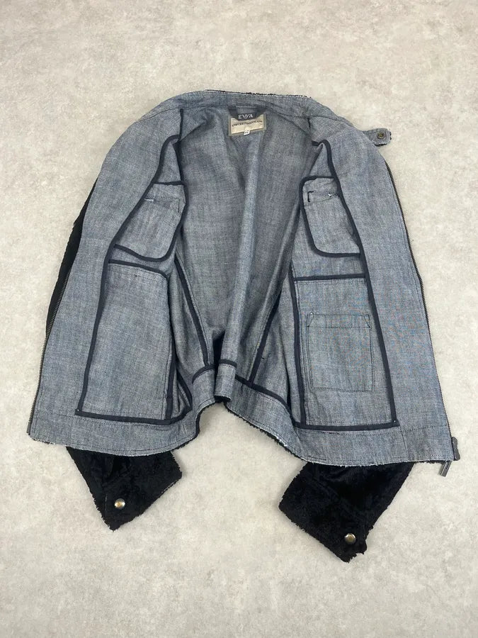 AW2005 Emporio Armani Black Fleece & Denim Hybrid Jacket IvzNpMe 10