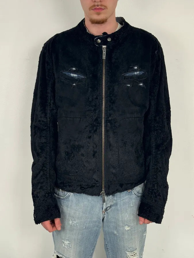 AW2005 Emporio Armani Black Fleece & Denim Hybrid Jacket IvzNpMe 2