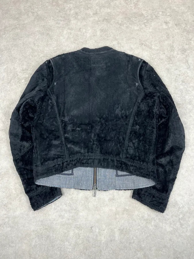 AW2005 Emporio Armani Black Fleece & Denim Hybrid Jacket IvzNpMe 7