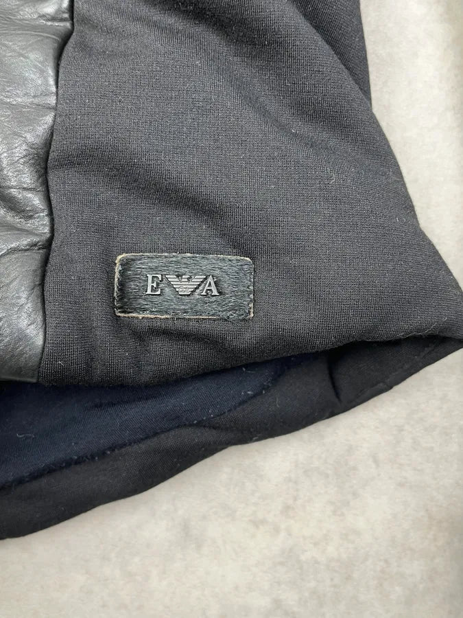 AW2012 Emporio Armani Black Hybrid Ninja Leather Hooded Jacket MHoiqRW 10