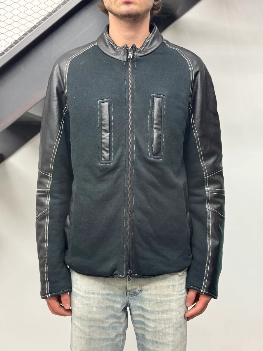 2000s Armani Black Hybrid Relaxed Cozy Leather Jacket DCWVwEw 1