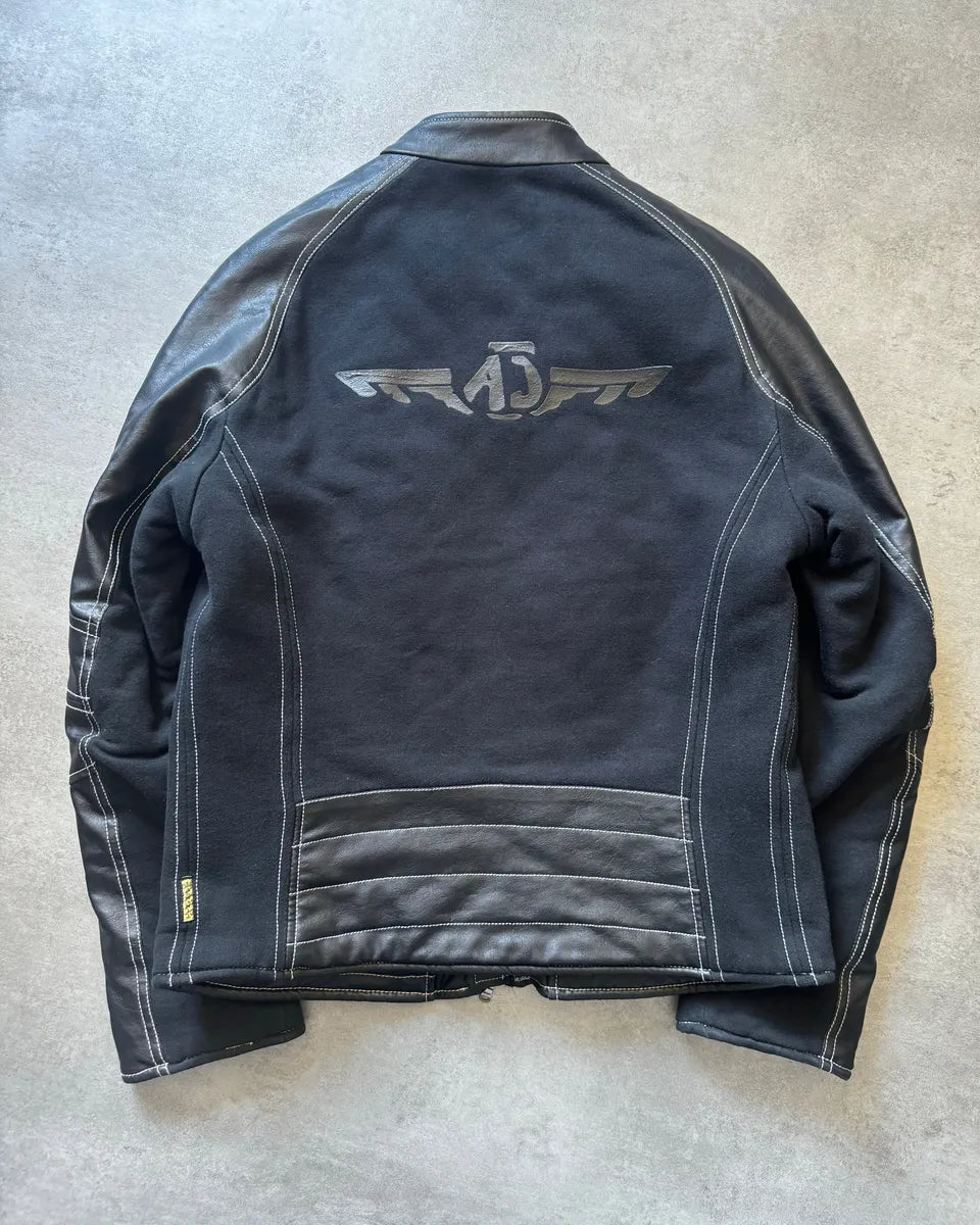 2000s Armani Black Hybrid Relaxed Cozy Leather Jacket DCWVwEw 1