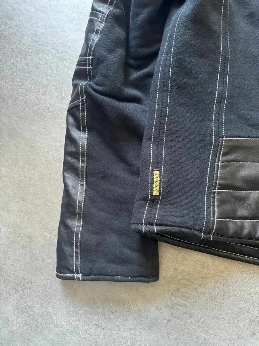 2000s Armani Black Hybrid Relaxed Cozy Leather Jacket DCWVwEw 4