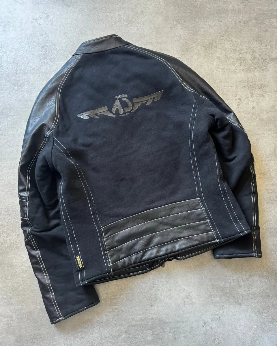 2000s Armani Black Hybrid Relaxed Cozy Leather Jacket DCWVwEw 4