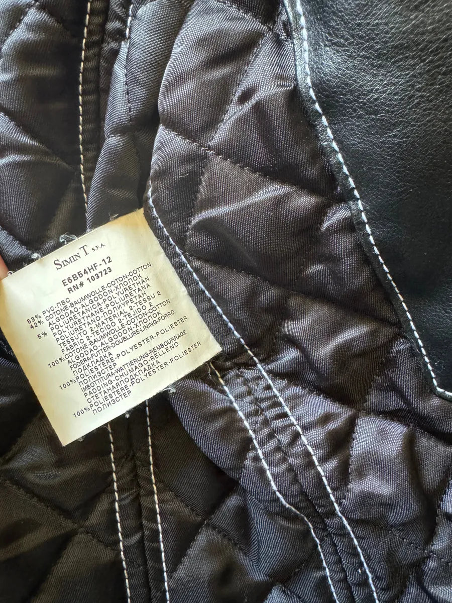 2000s Armani Black Hybrid Relaxed Cozy Leather Jacket DCWVwEw 6