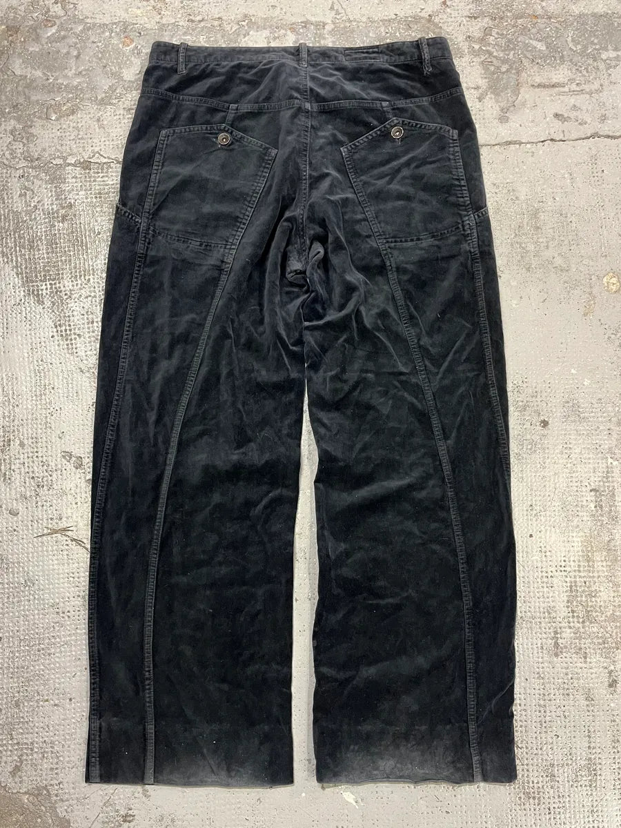 AW2001 Emporio Armani Black Large Velvet Pants cGqWFNA 6