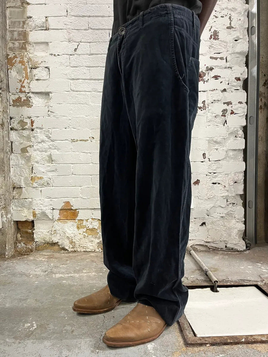 AW2001 Emporio Armani Black Large Velvet Pants cGqWFNA 2