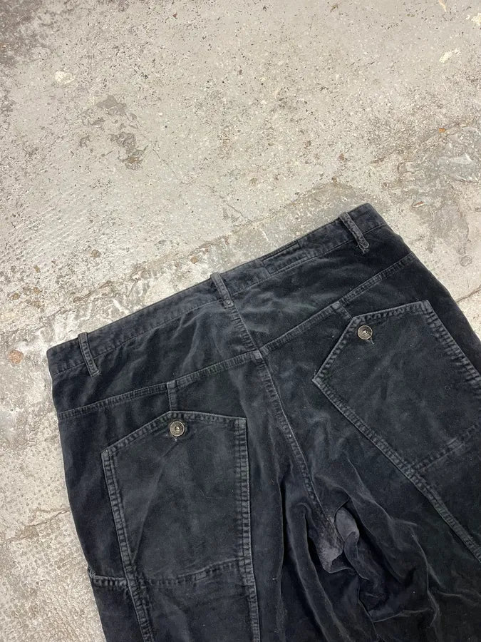 AW2001 Emporio Armani Black Large Velvet Pants cGqWFNA 7