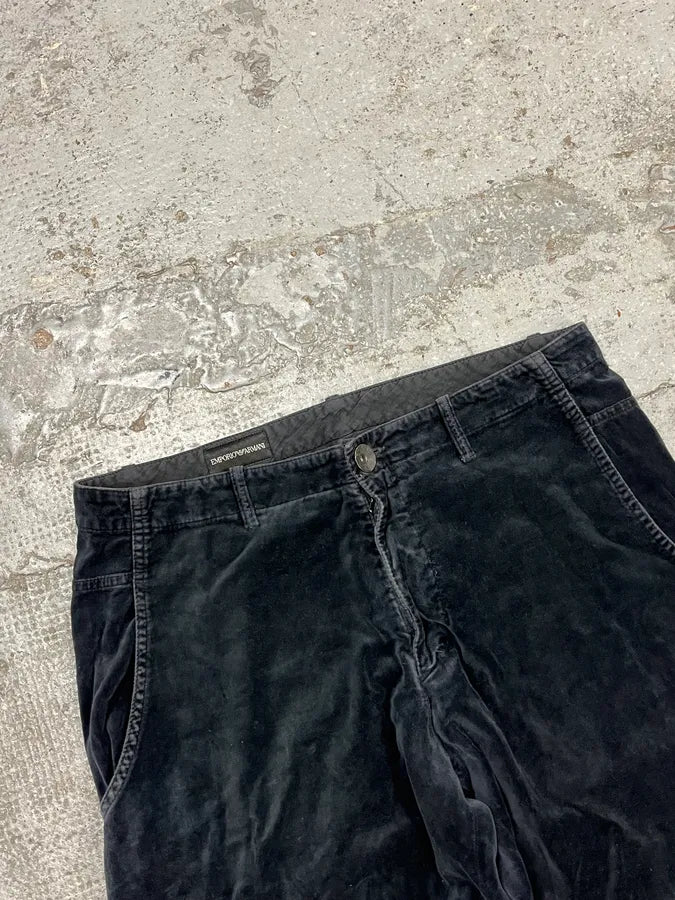AW2001 Emporio Armani Black Large Velvet Pants cGqWFNA 5