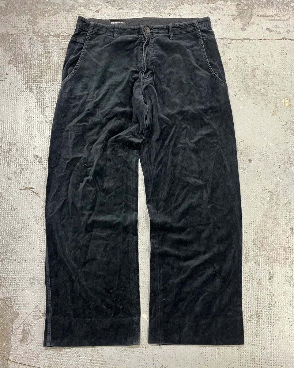 AW2001 Emporio Armani Black Large Velvet Pants cGqWFNA 0