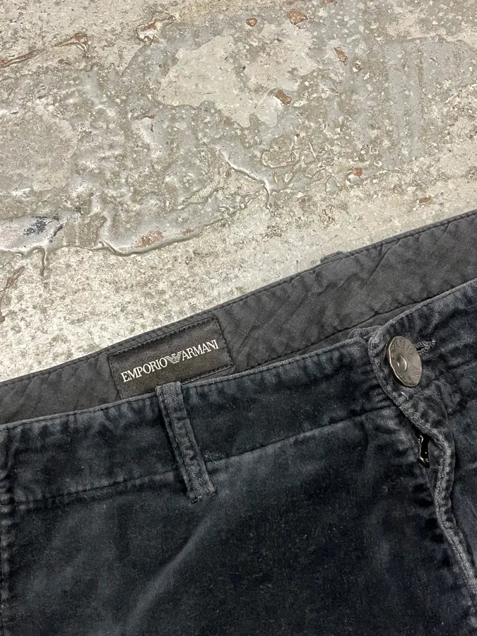 AW2001 Emporio Armani Black Large Velvet Pants cGqWFNA 9