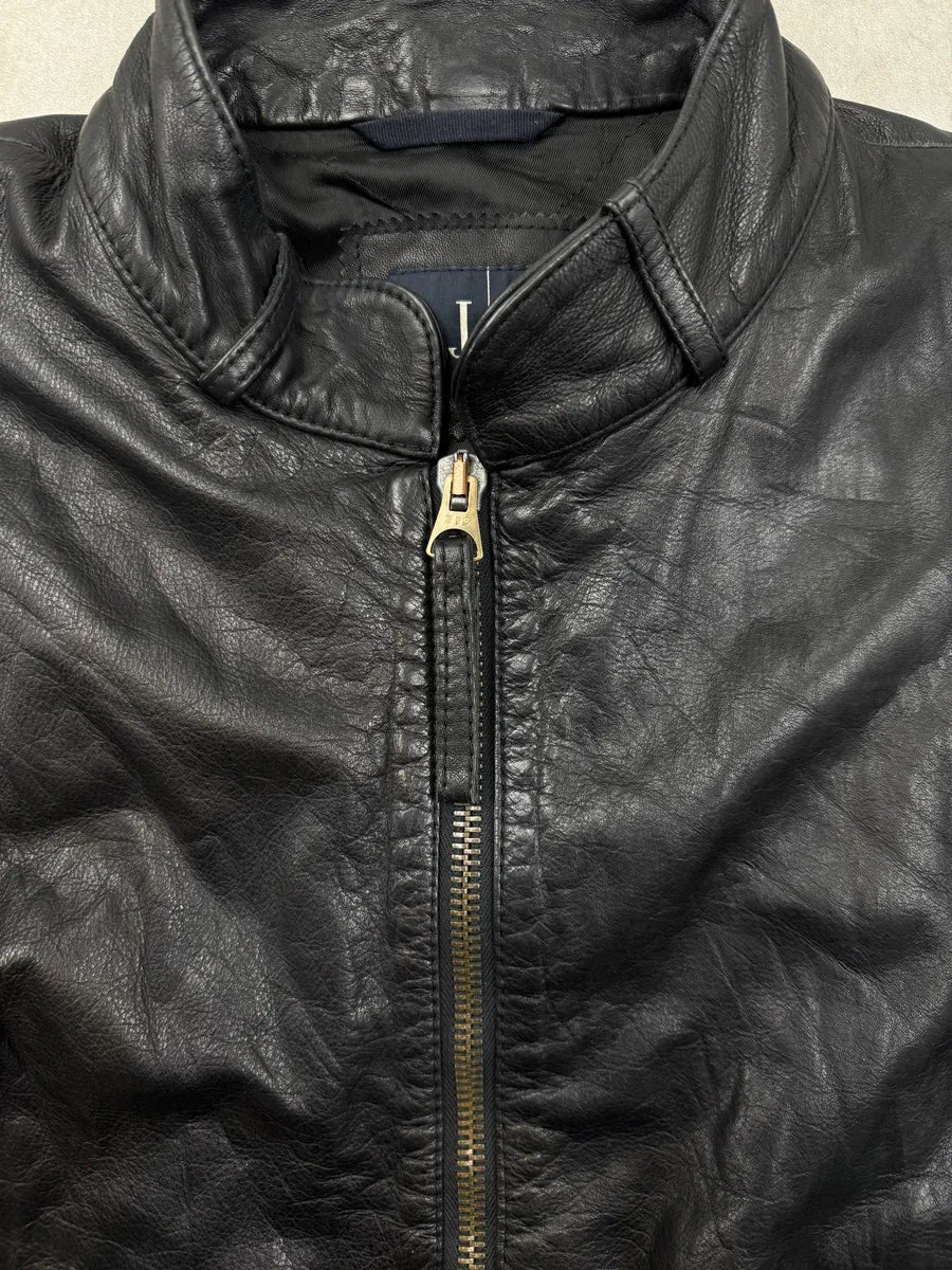2000s Armani Black Leather & Nylon Hybrid Biker Jacket NudXEsR 6